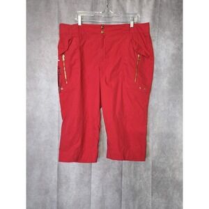 Lauren Active Ralph Lauren Women's Red Capri Pants Size 16 Zip Pocket Cargo